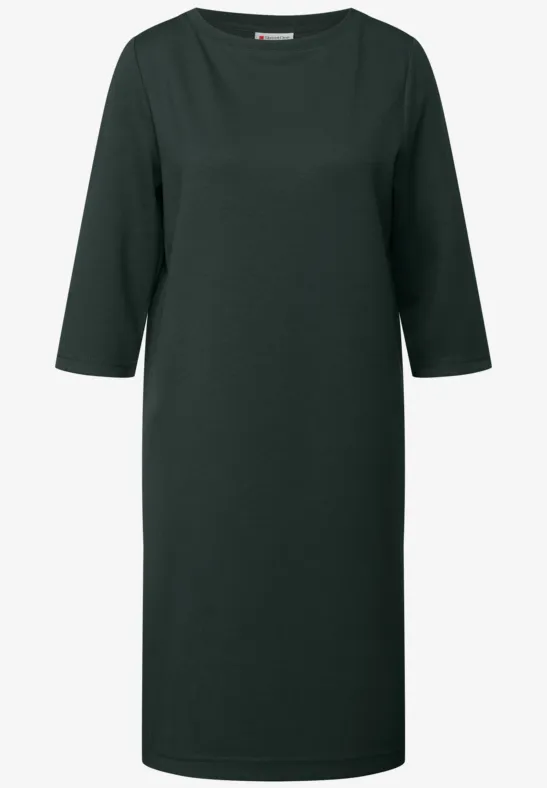 Sweat jurk met splitten evernight green