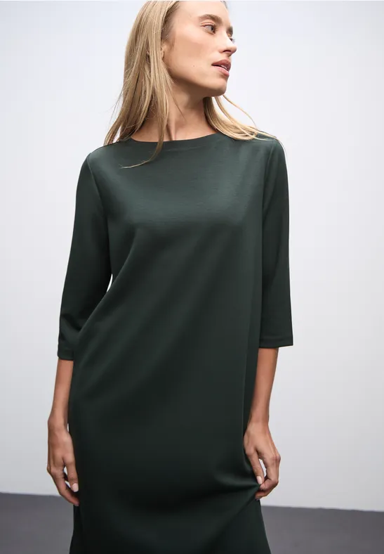 Sweat jurk met splitten evernight green