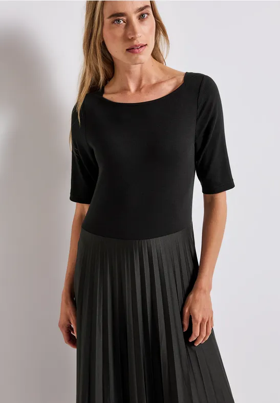 Materialmix Kleid Black