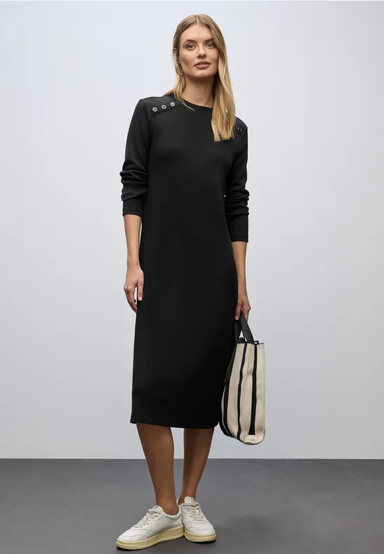 Geribde jurk Black