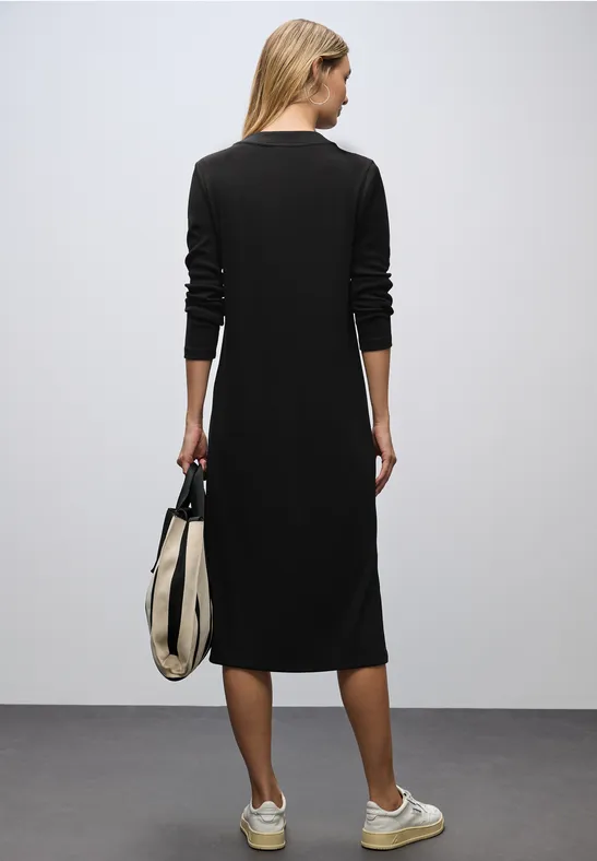 Geribde jurk Black