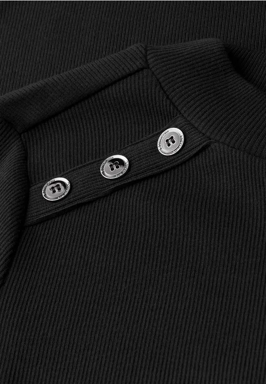 Geribde jurk Black