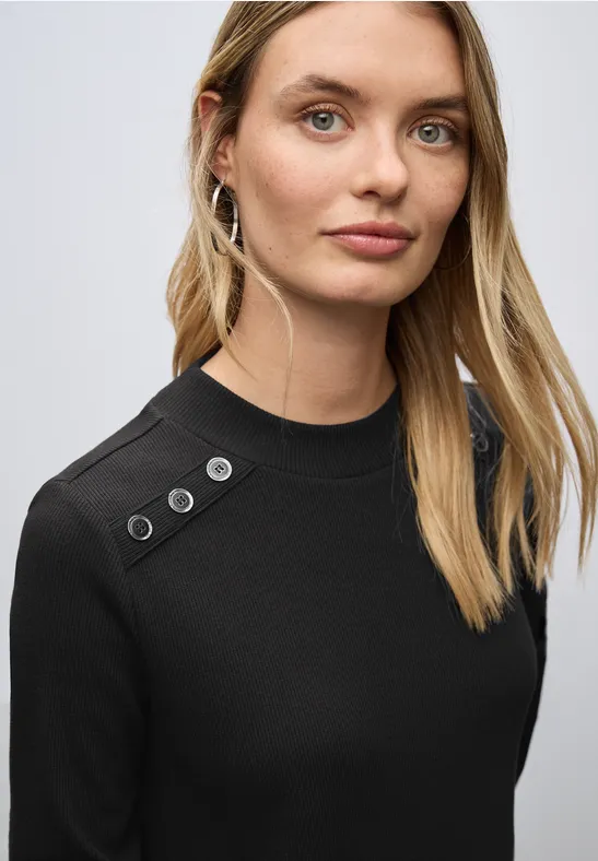 Geribde jurk Black