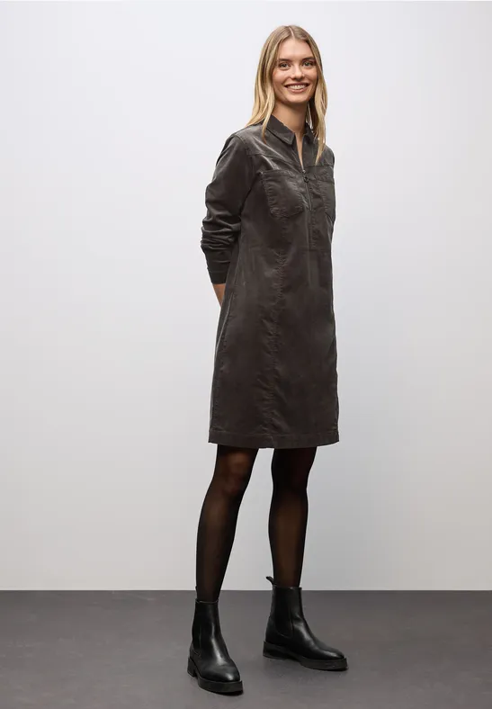 Cordkleid mit Zipper deep roast brown