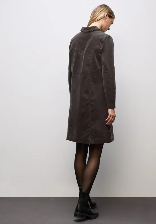 Cordkleid mit Zipper deep roast brown