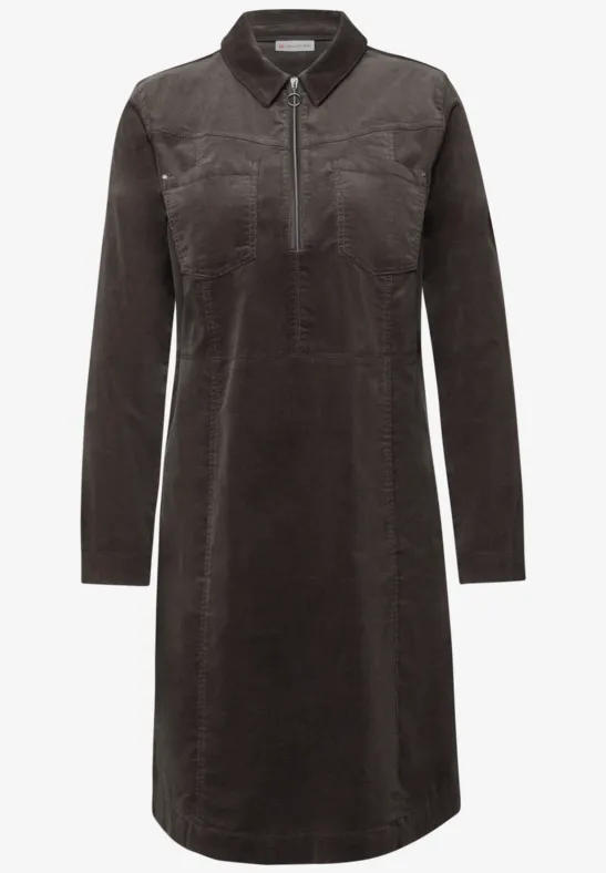 Cordkleid mit Zipper deep roast brown