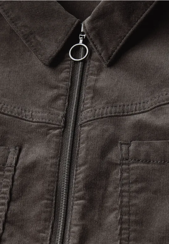 Cordkleid mit Zipper deep roast brown