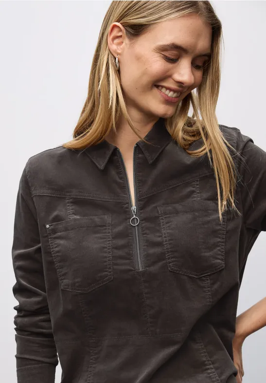 Cordkleid mit Zipper deep roast brown