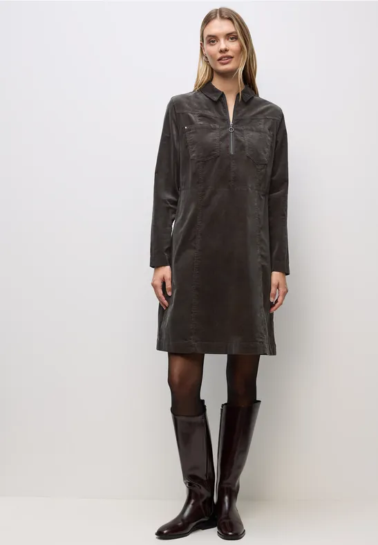 Cordkleid mit Zipper deep roast brown