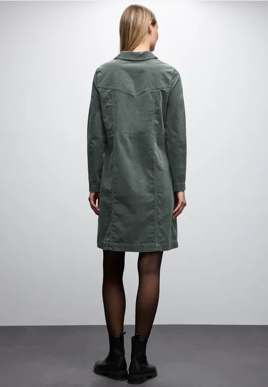 Corduroy jurk met rits balsam green