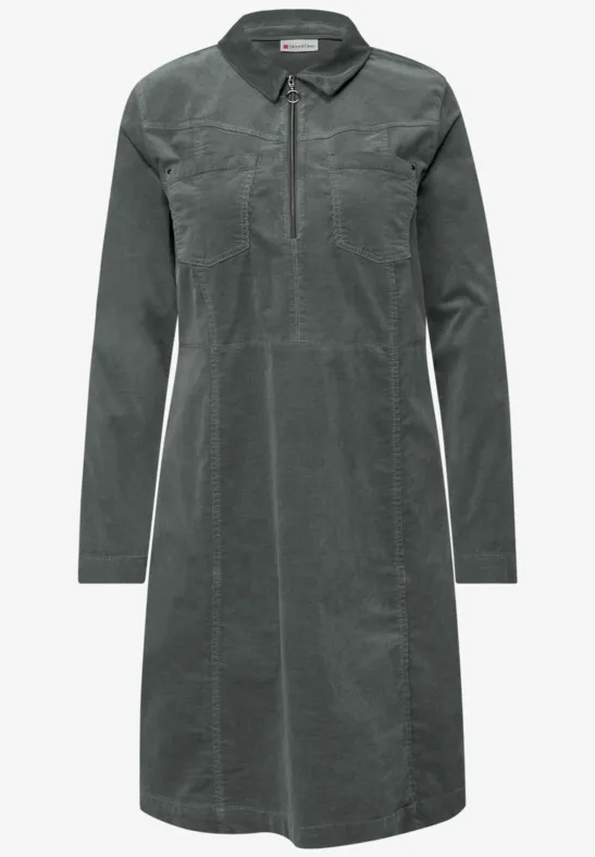 Corduroy jurk met rits balsam green