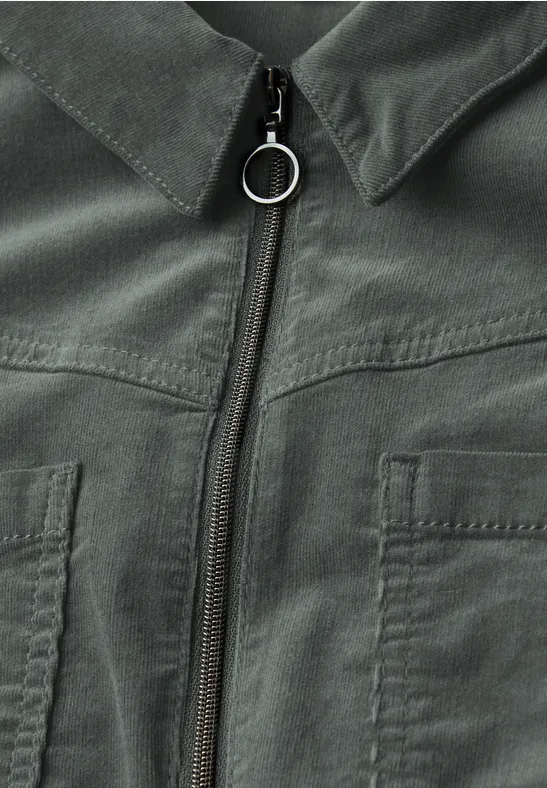 Corduroy jurk met rits balsam green