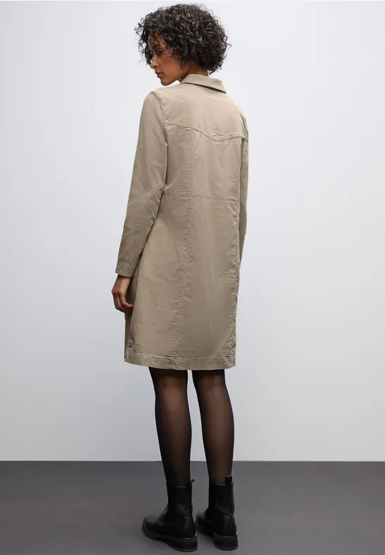 Corduroy jurk met rits morning beige