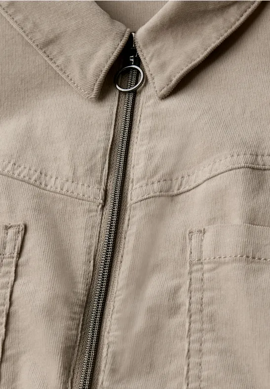 Corduroy jurk met rits morning beige