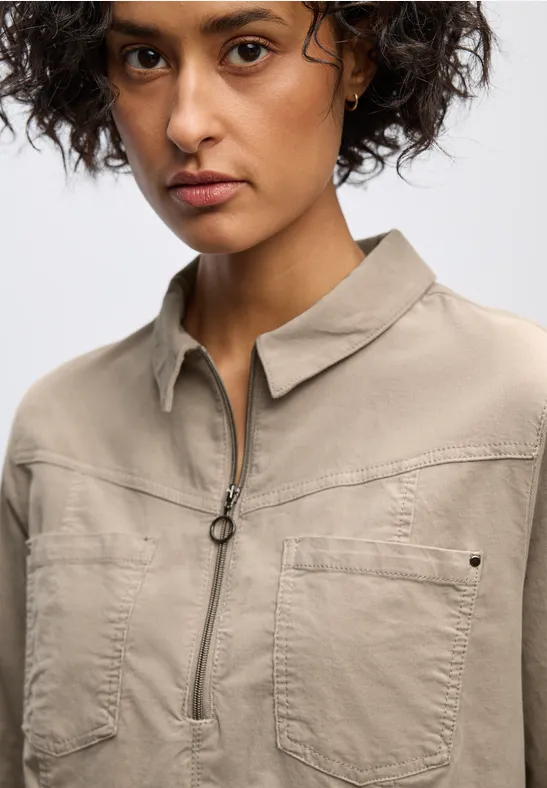 Corduroy jurk met rits morning beige