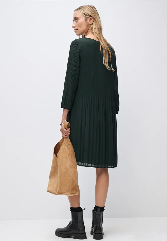 Plissée Tunika-Kleid evernight green