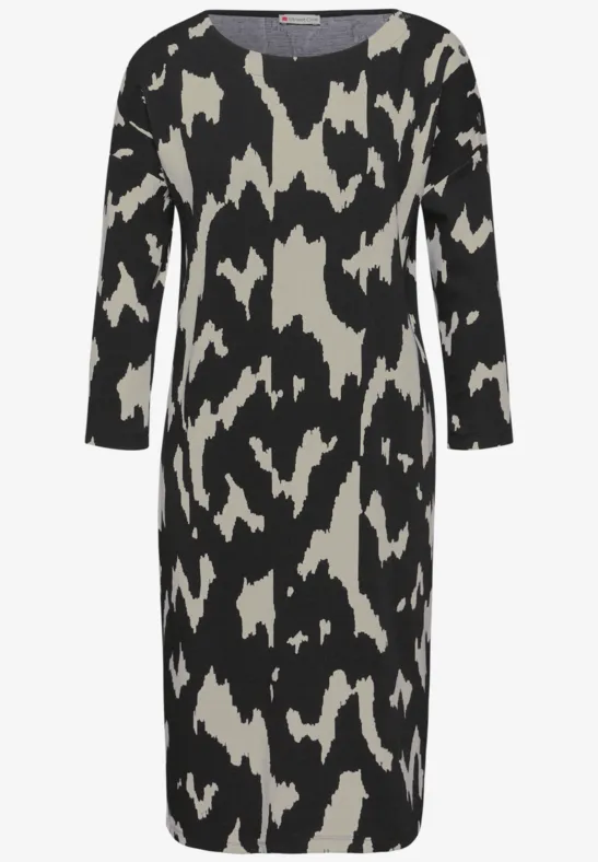 Jacquard jurk met knopen Black