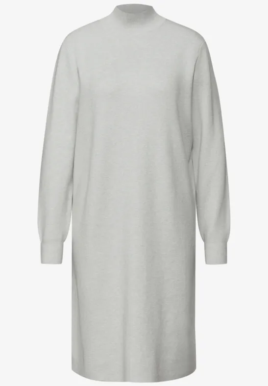 Gebreide jurk met col pelican grey mel.