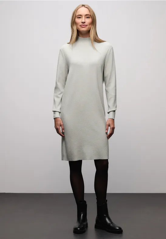 Gebreide jurk met col pelican grey mel.
