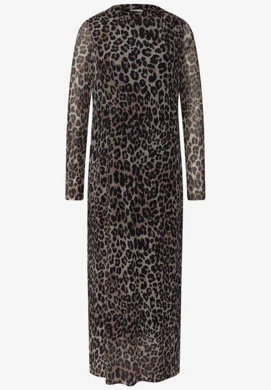 Jurk met plooien van mesh mocha glow