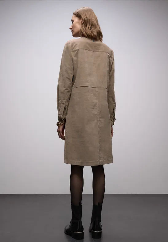 Cordkleid in Unifarbe light terra mocha