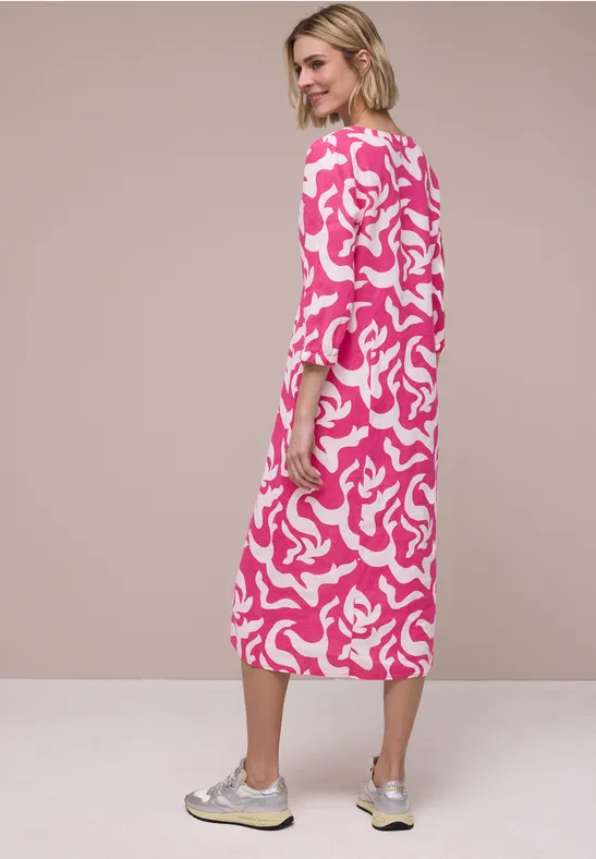 Robe midi en lin avec imprimé magenta dream