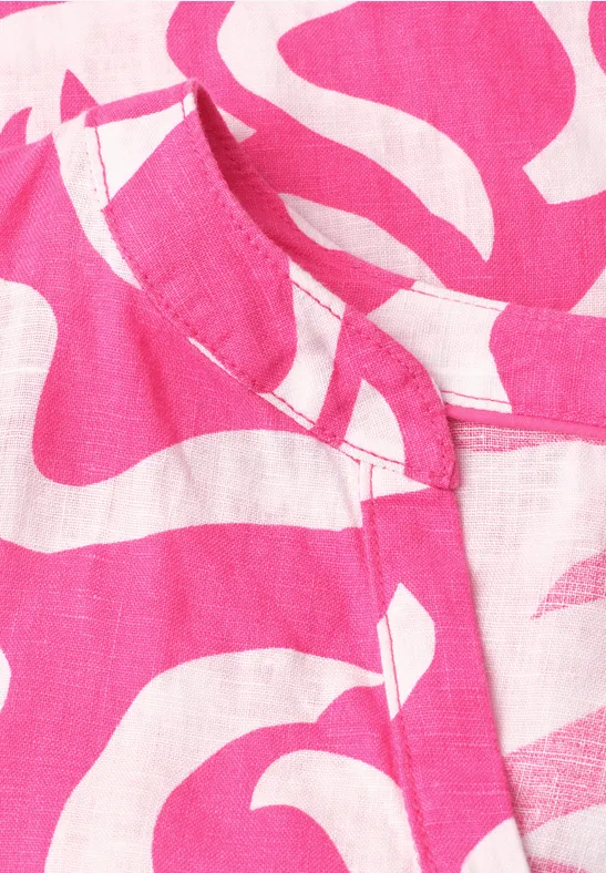 Robe midi en lin avec imprimé magenta dream