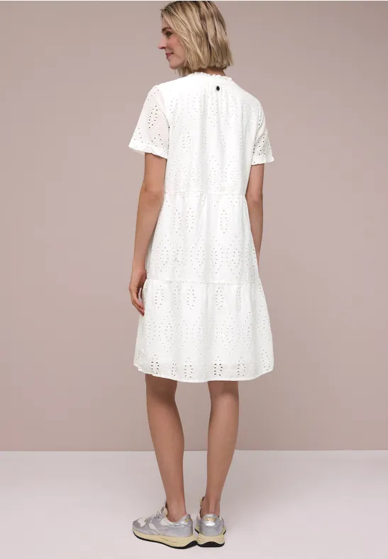 Knielange jurk met shiffleymotief off white