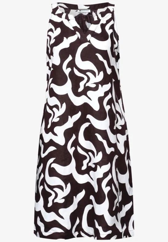 Lange witte maxi-rok met zwart abstract patroon