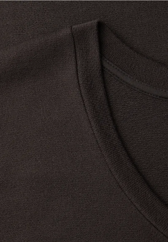 Midi-jurk met V-hals in een gebreide look espresso brown