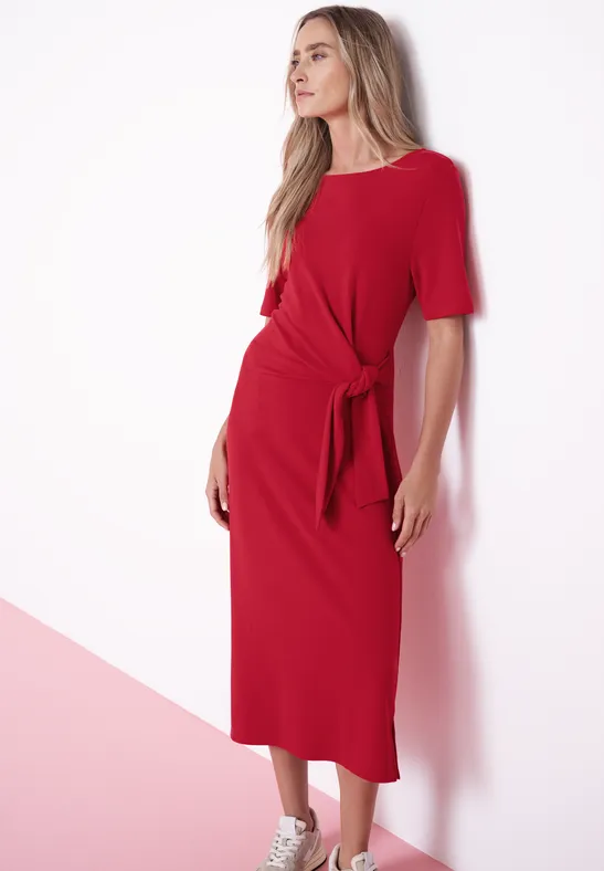 Midi-Kleid mit Knotendetail salsa red