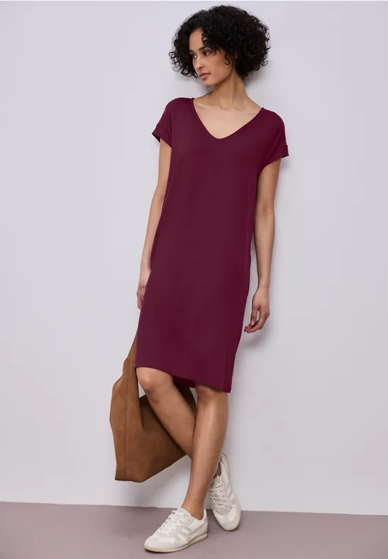 Knielanges Kleid aus Jersey truffle red