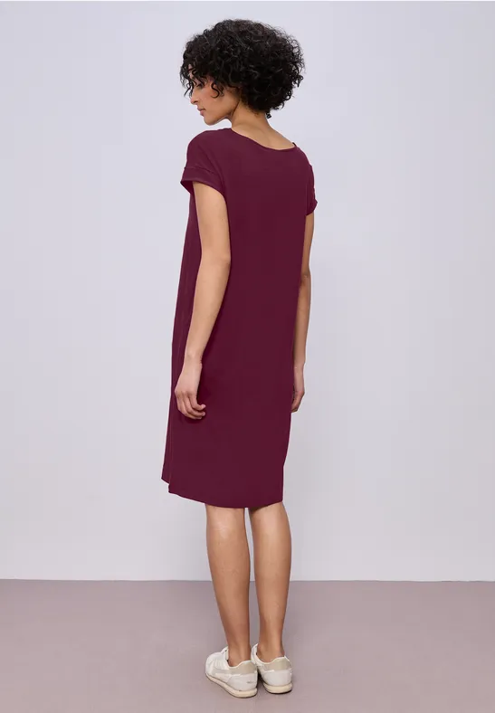 Knielanges Kleid aus Jersey truffle red