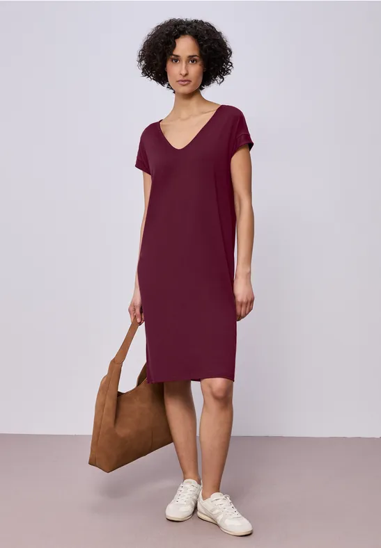 Knielanges Kleid aus Jersey truffle red