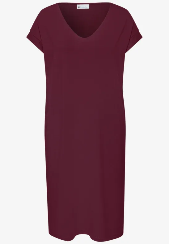 Knielanges Kleid aus Jersey truffle red