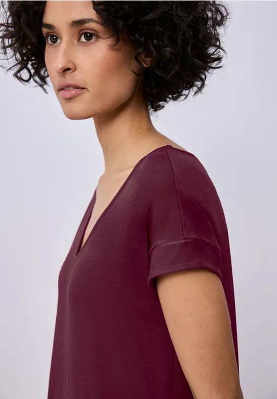 Knielanges Kleid aus Jersey truffle red