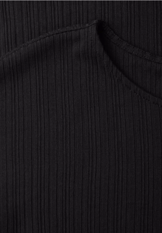 Midi-jurk van geribbelde jersey Black