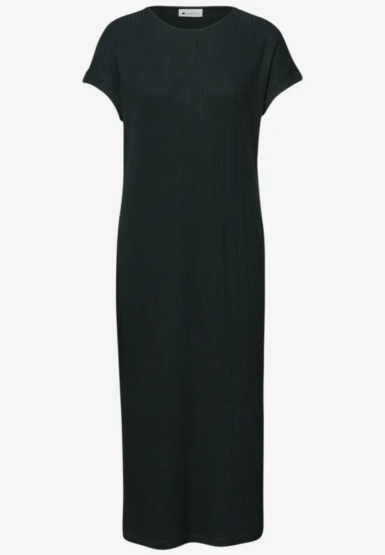 Midi-Kleid aus Jersey in Rippstruktur deep bound green
