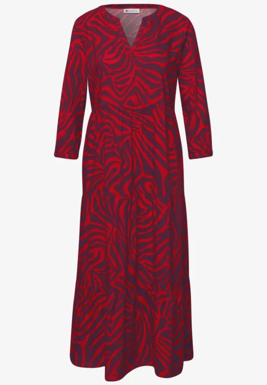 Robe midi à l'imprimé graphique salsa red