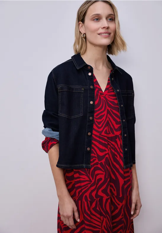 Robe midi à l'imprimé graphique salsa red