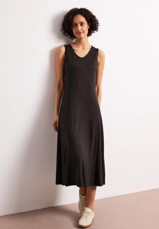Robe midi sans manches de couleur unie espresso brown