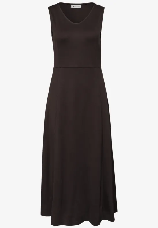 Robe midi sans manches de couleur unie espresso brown