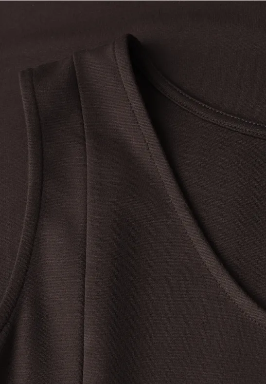 Robe midi sans manches de couleur unie espresso brown