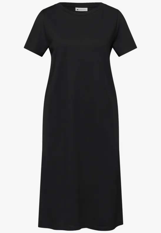 Knielange jurk met pofmouwen Black