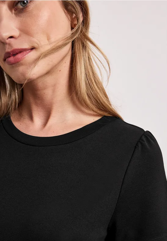 Knielange jurk met pofmouwen Black