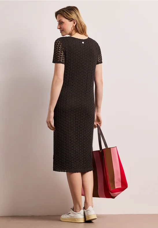 Robe midi en dentelle unie espresso brown