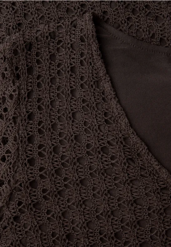 Robe midi en dentelle unie espresso brown