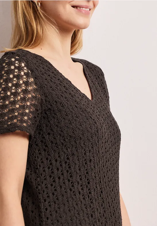 Robe midi en dentelle unie espresso brown