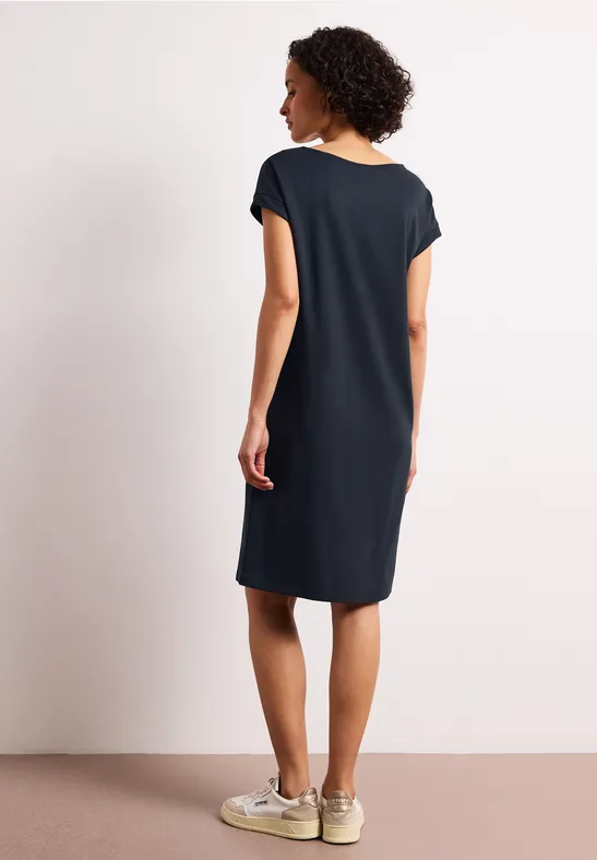 Knielange jersey jurk shadowed navy