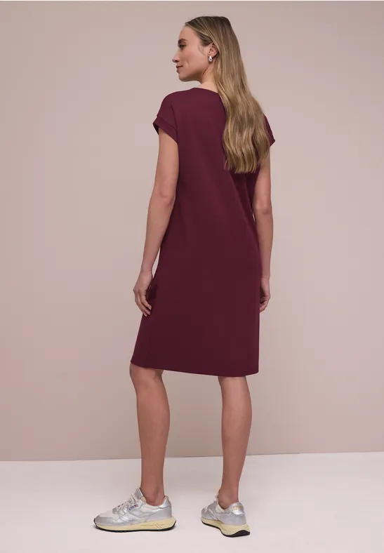 Knielange jersey jurk truffle red